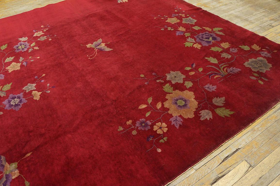 Noué à la main Tapis Art Déco chinois des années 1920 ( 9'' x 12'' - 275 x 365 ) en vente
