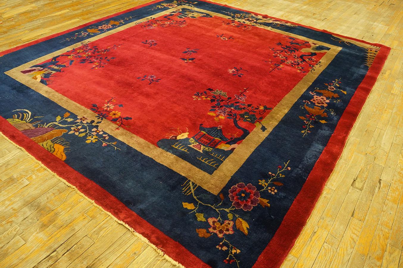 Hand-Knotted 1920s Chinese Art Deco Carpet ( 9' x 9' 9'' - 275 x 297 cm ) For Sale