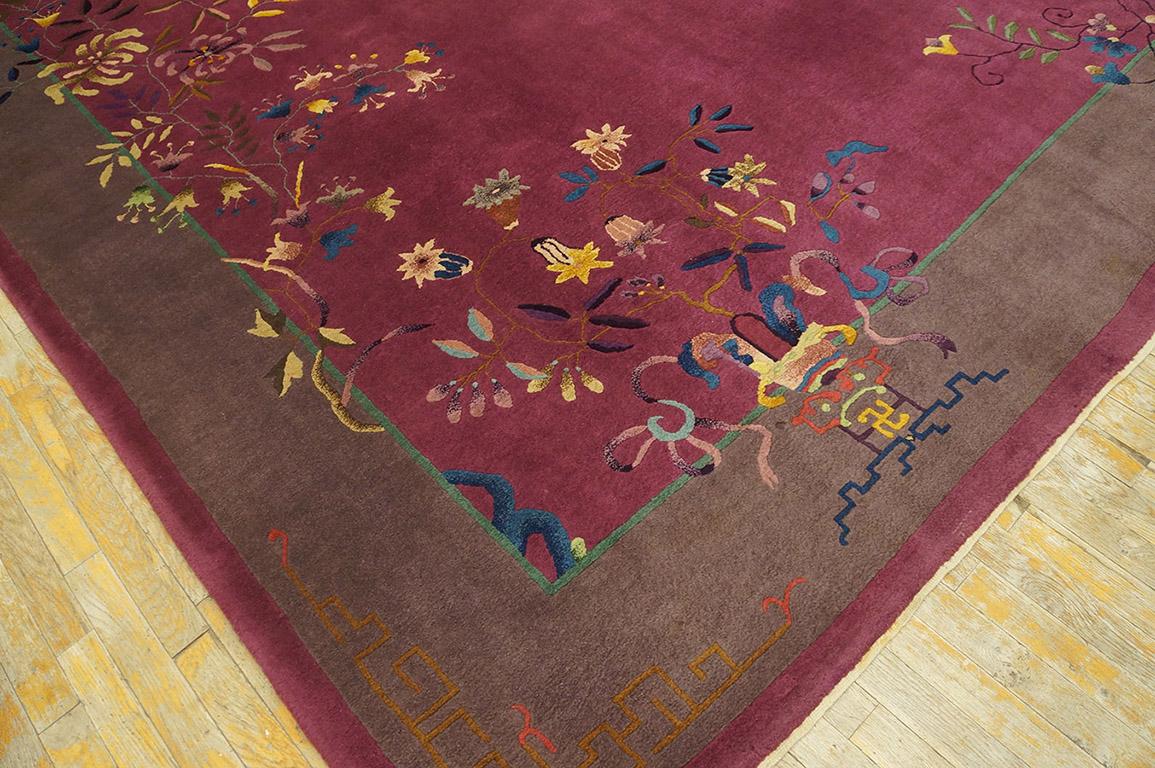 Wool 1920s Chinese Art Deco Carpet ( 9' x 11'10'' - 275 x 360 ) For Sale