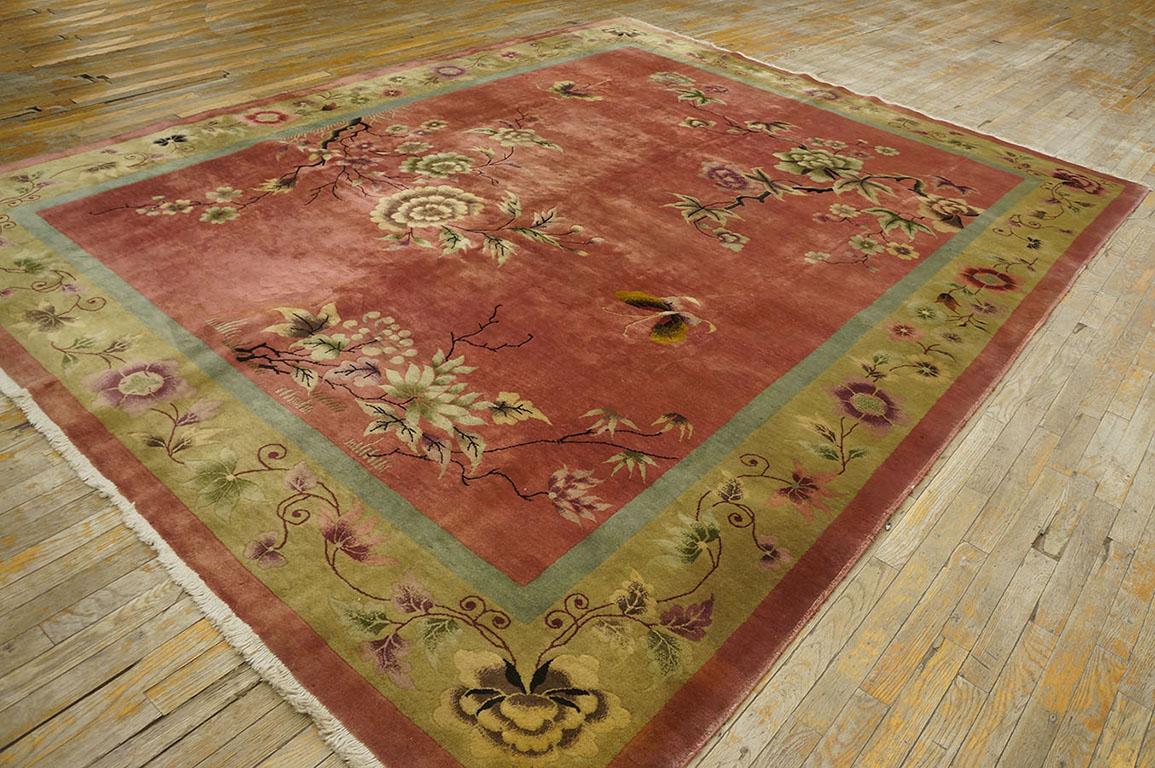 Noué à la main Tapis Art Déco chinois des années 1920 ( 9' x 11' 5'' - 275 x 350 cm) en vente