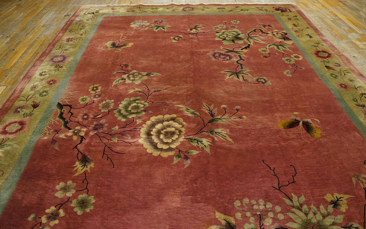 Wool 1920s Chinese Art Deco Carpet ( 9' x 11' 5'' - 275 x 350 cm) For Sale