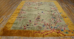 1920s Green Gold Chinese Art Deco Carpet by Nichols Workshop 9' x 11'6" Wool Rug