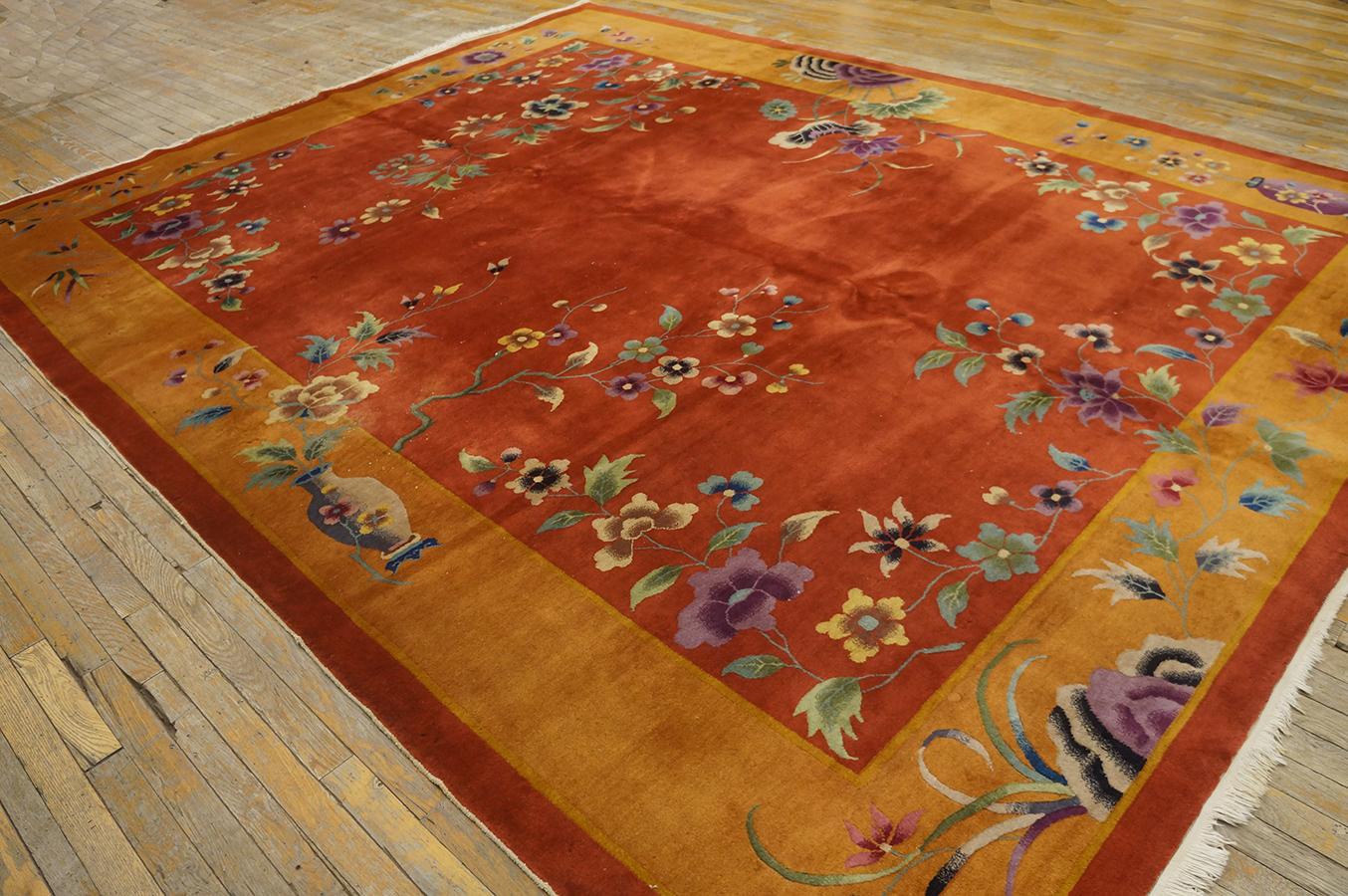 Early 20th Century 1920s Chinese Art Deco Carpet ( 9' x 11' 6