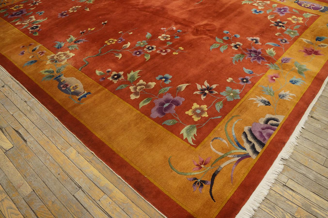 Wool 1920s Chinese Art Deco Carpet ( 9' x 11' 6