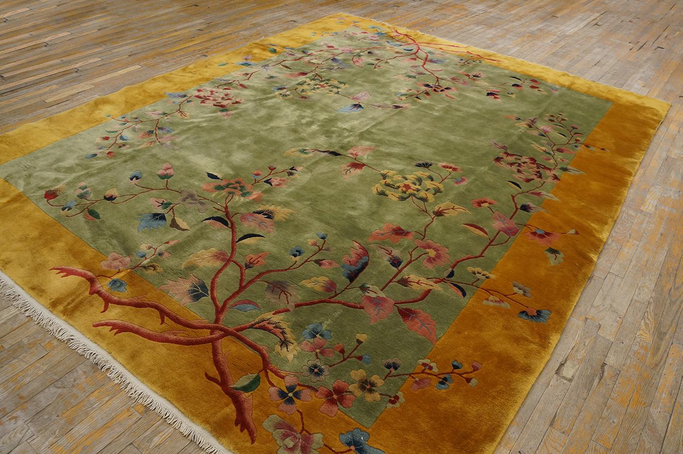 Wool 1920s Chinese Art Deco Carpet by Nichols Workshop ( 9' x 11'6