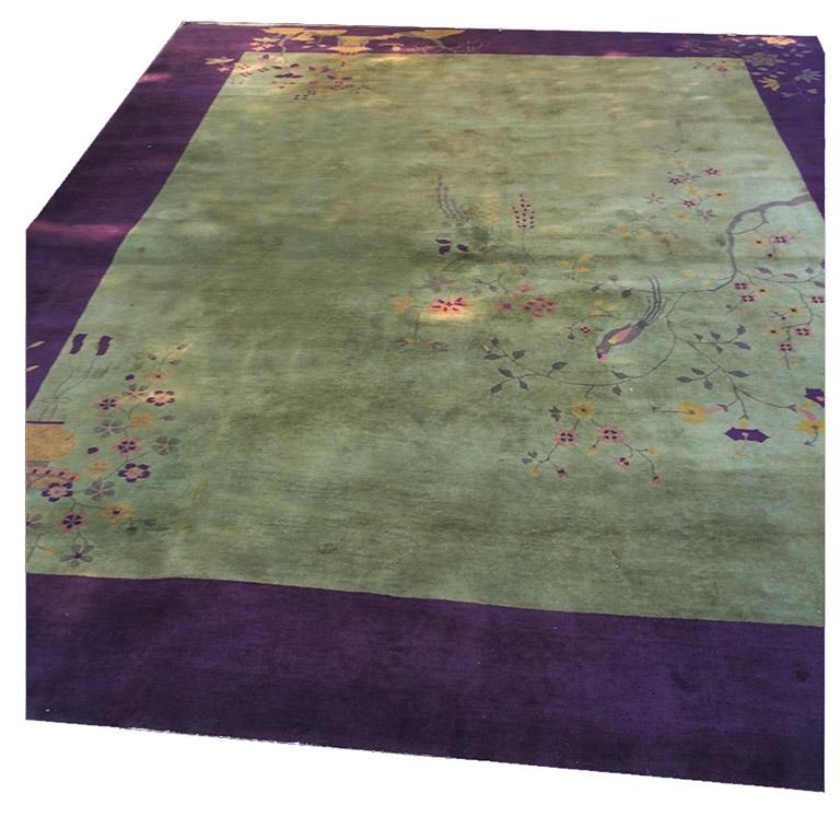 Hand-Knotted 1920s Chinese Art Deco Carpet ( 9' x 12' - 274 x 365 cm ) For Sale