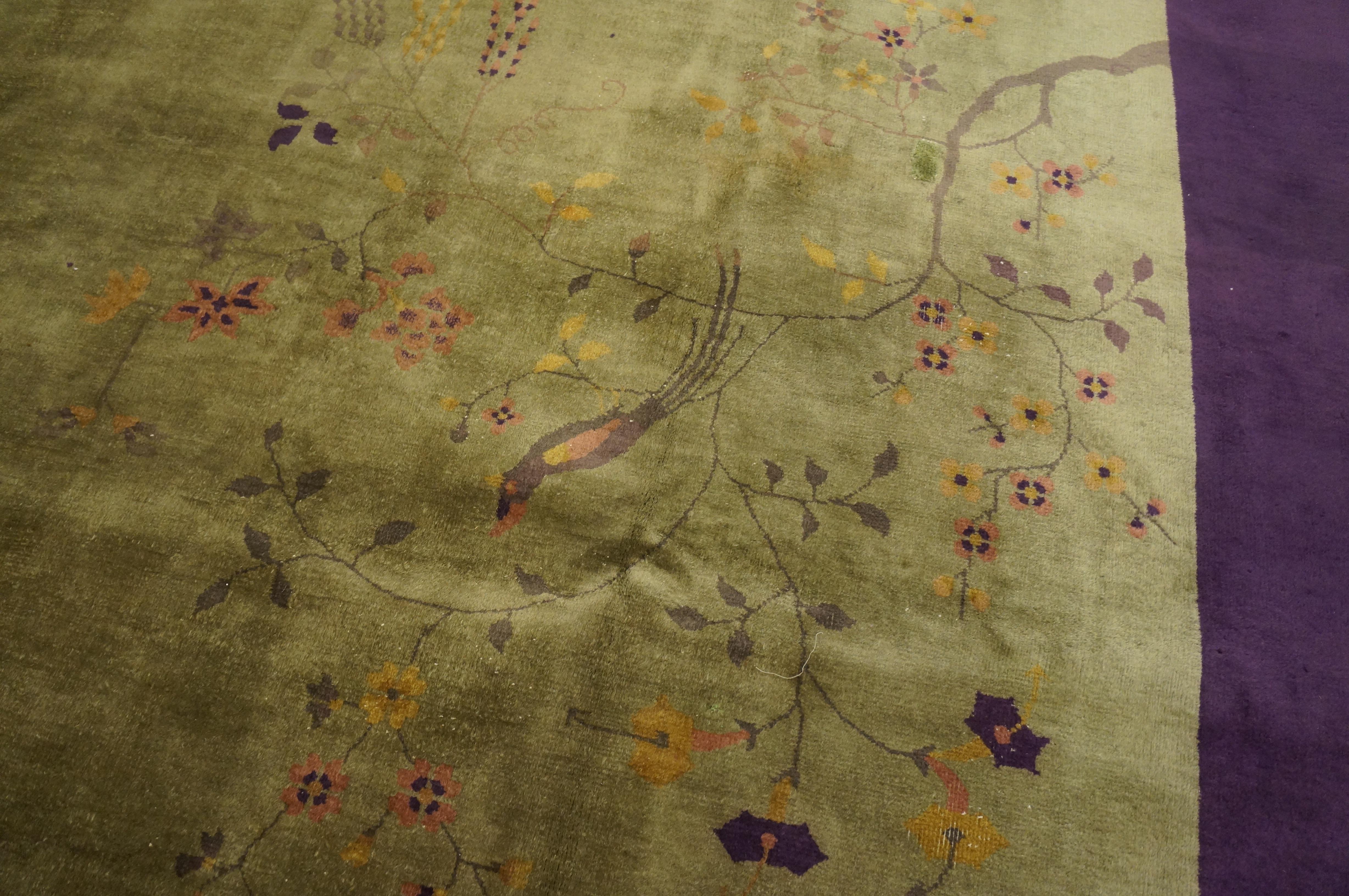 Alfombra Art Decó china de los años 20 ( 9' x 12' - 274 x 365 cm ) Lana en venta