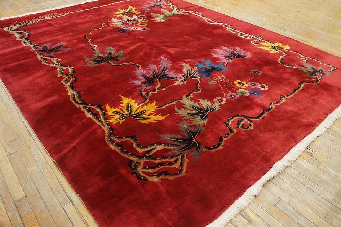 Hand-Knotted 1920s Chinese Art Deco Carpet  ( 9' x 11'6