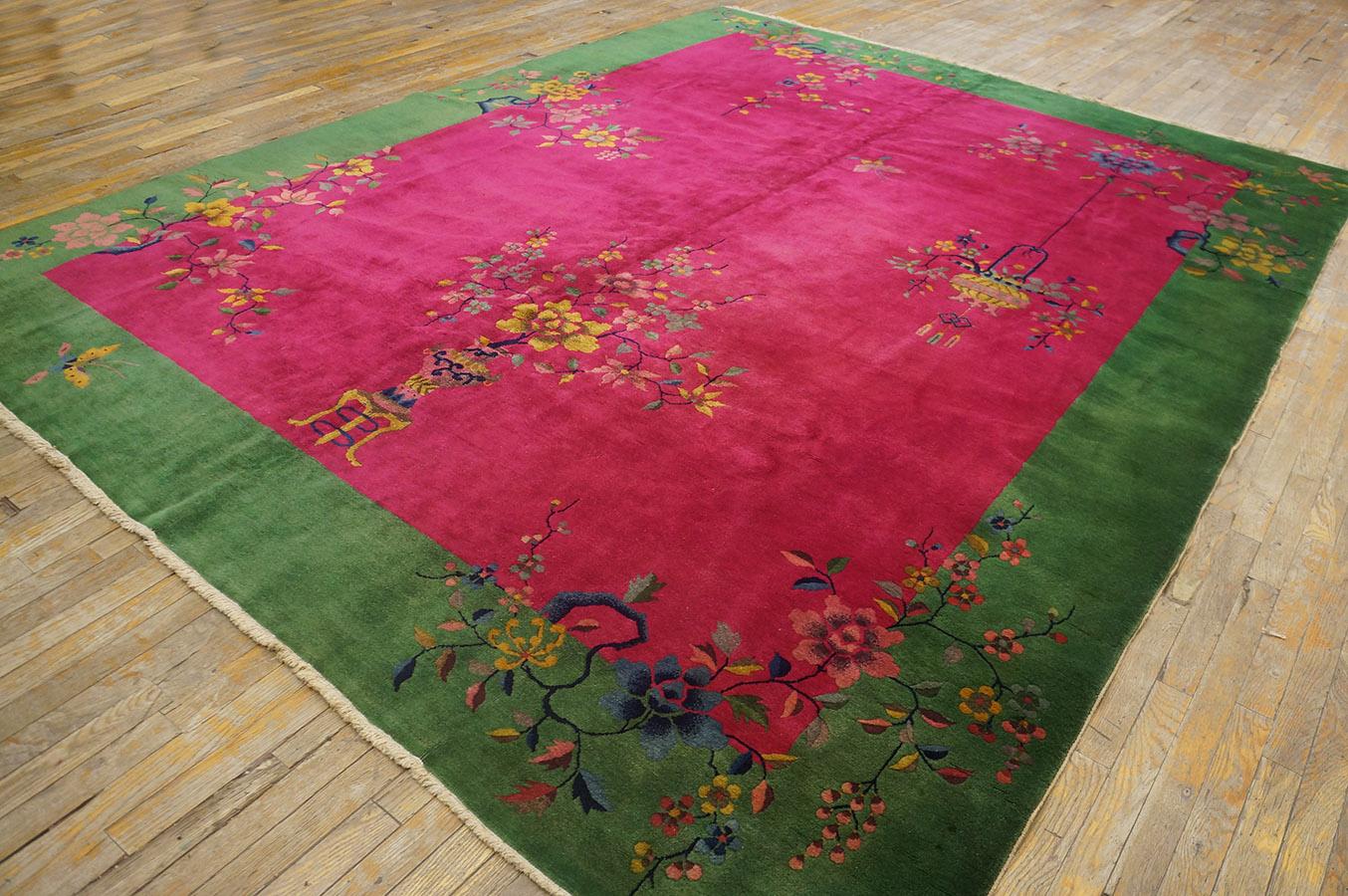 Hand-Knotted 1920s Chinese Art Deco Carpet ( 9' x 11' 6'' - 275 x 350 cm ) For Sale