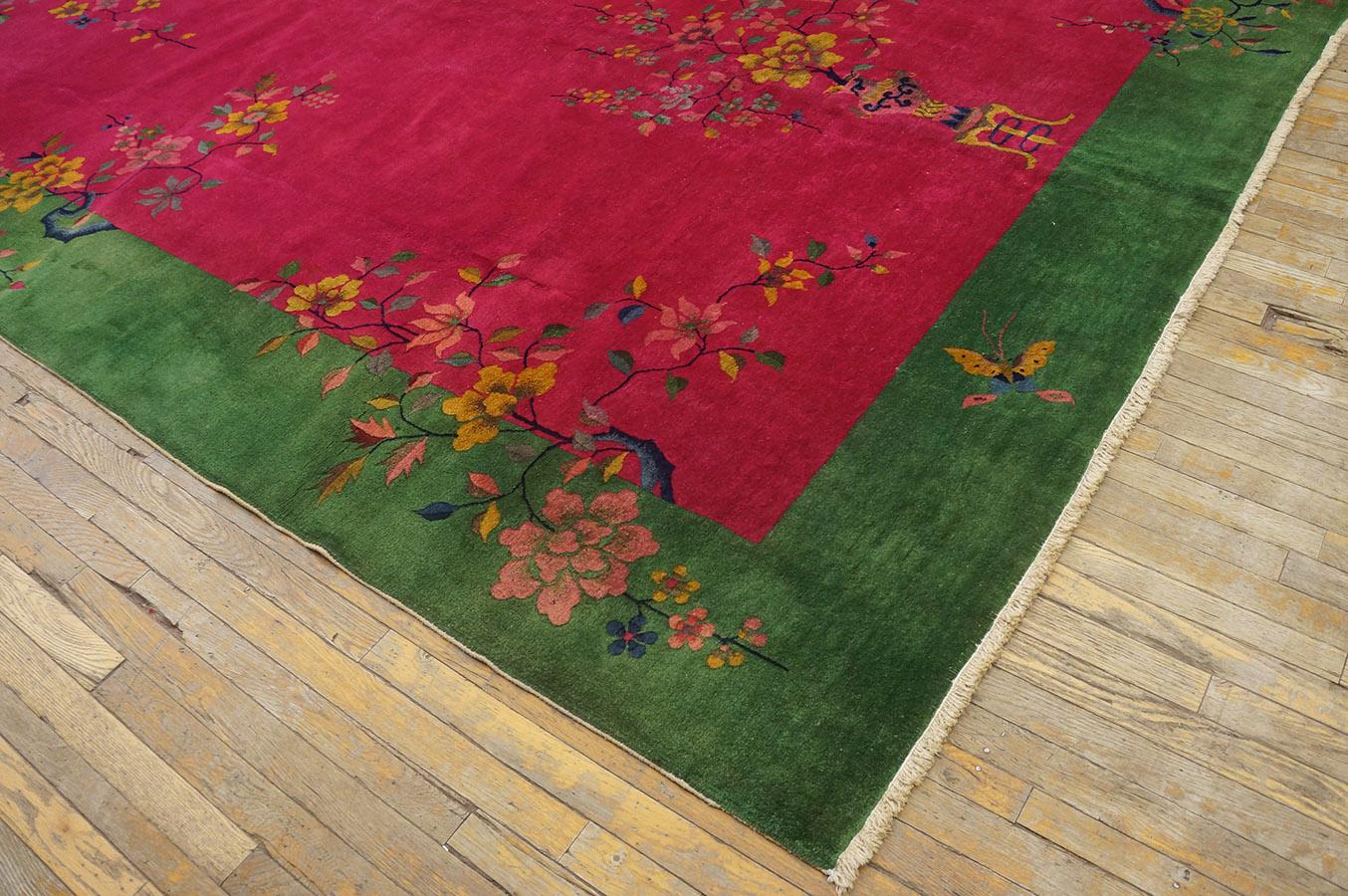 1920s Chinese Art Deco Carpet ( 9' x 11' 6'' - 275 x 350 cm ) For Sale 3