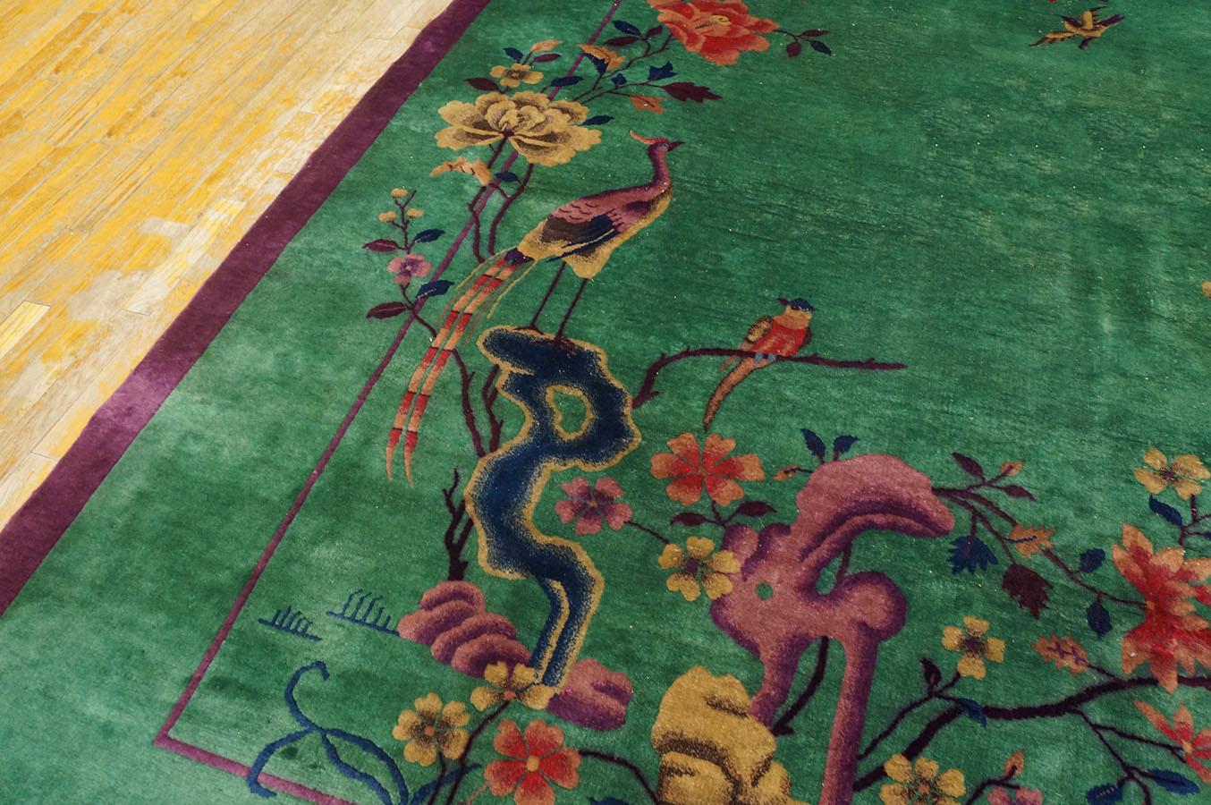 1920s Chinese Art Deco Carpet ( 9' x 11' 8'' - 275 x 355 cm ) For Sale 7