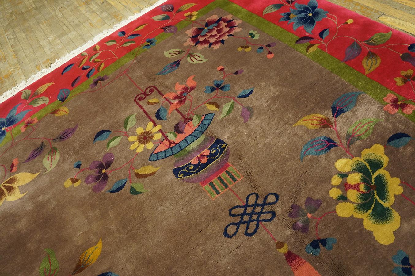 1920s Chinese Art Deco Carpet ( 9'' x 11' 6'' - 275 x 350 cm ) For Sale 5