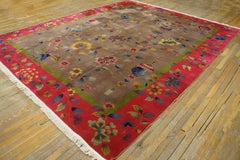 1920s Gray Antique Chinese Art Deco Hand Knotted Rug 9' x 11'6"