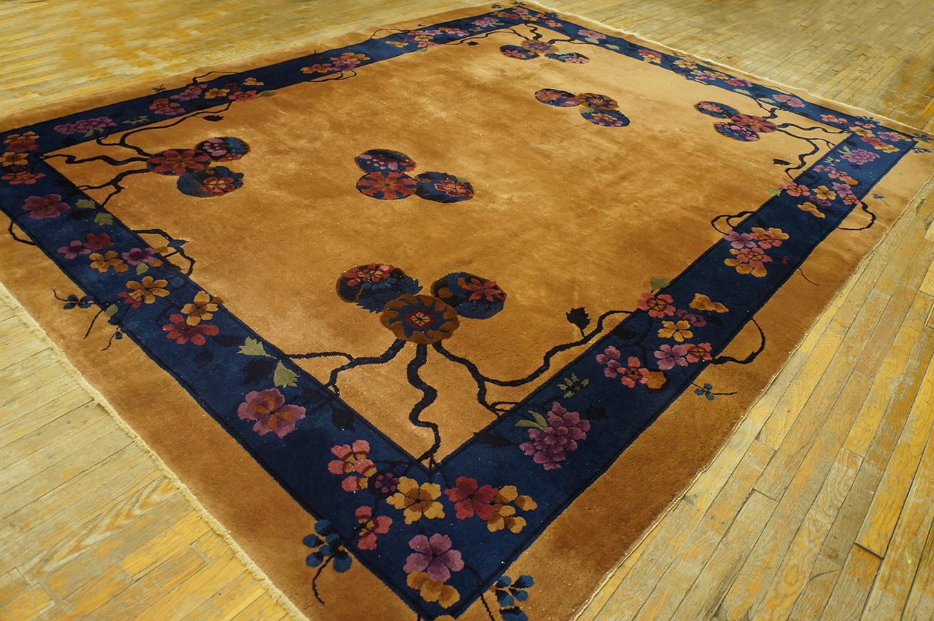 Hand-Knotted 1920s Chinese Art Deco Carpet ( 9' x 11' 7