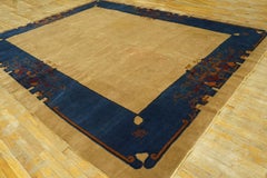 Charming Sand Ground & Asymmetric-Allover Patterns Antique Chinese Art Deco Rug