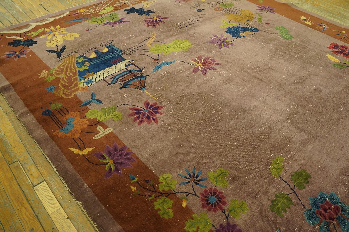 Wool 1920s Chinese Art Deco Carpet ( 9' 2