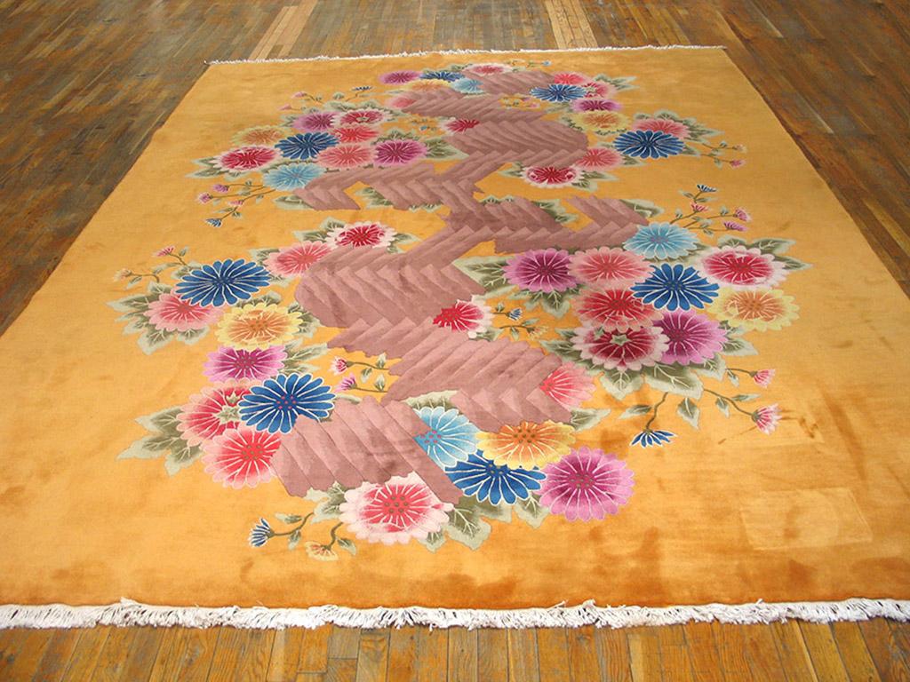 Hand-Knotted 1930s Chinese Art Deco Carpet ( 8'2
