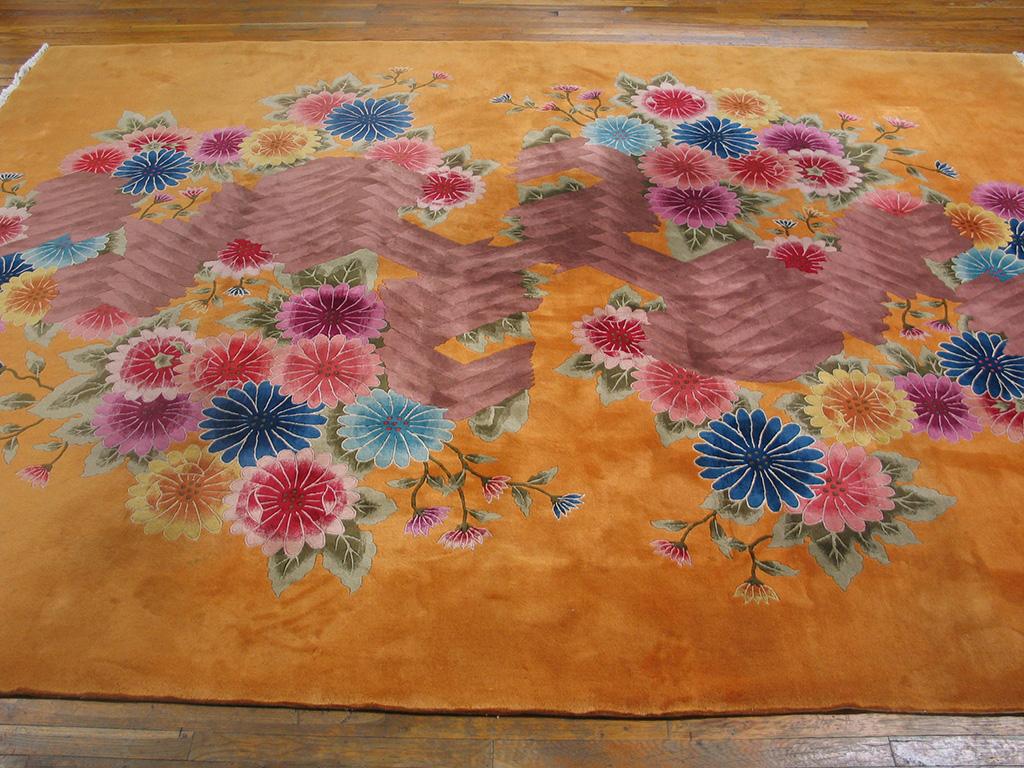 Wool 1930s Chinese Art Deco Carpet ( 8'2