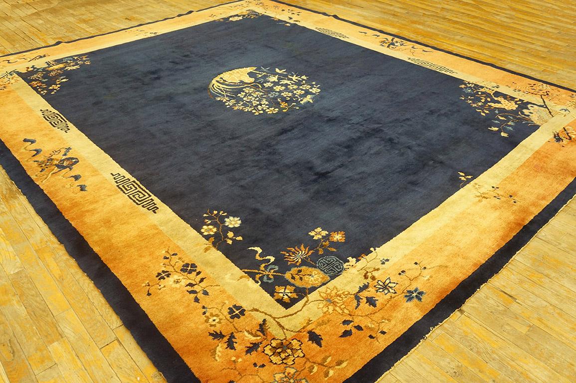 Hand-Knotted Antique Chinese Peking rug 9' 3'' x 11' 3''. For Sale