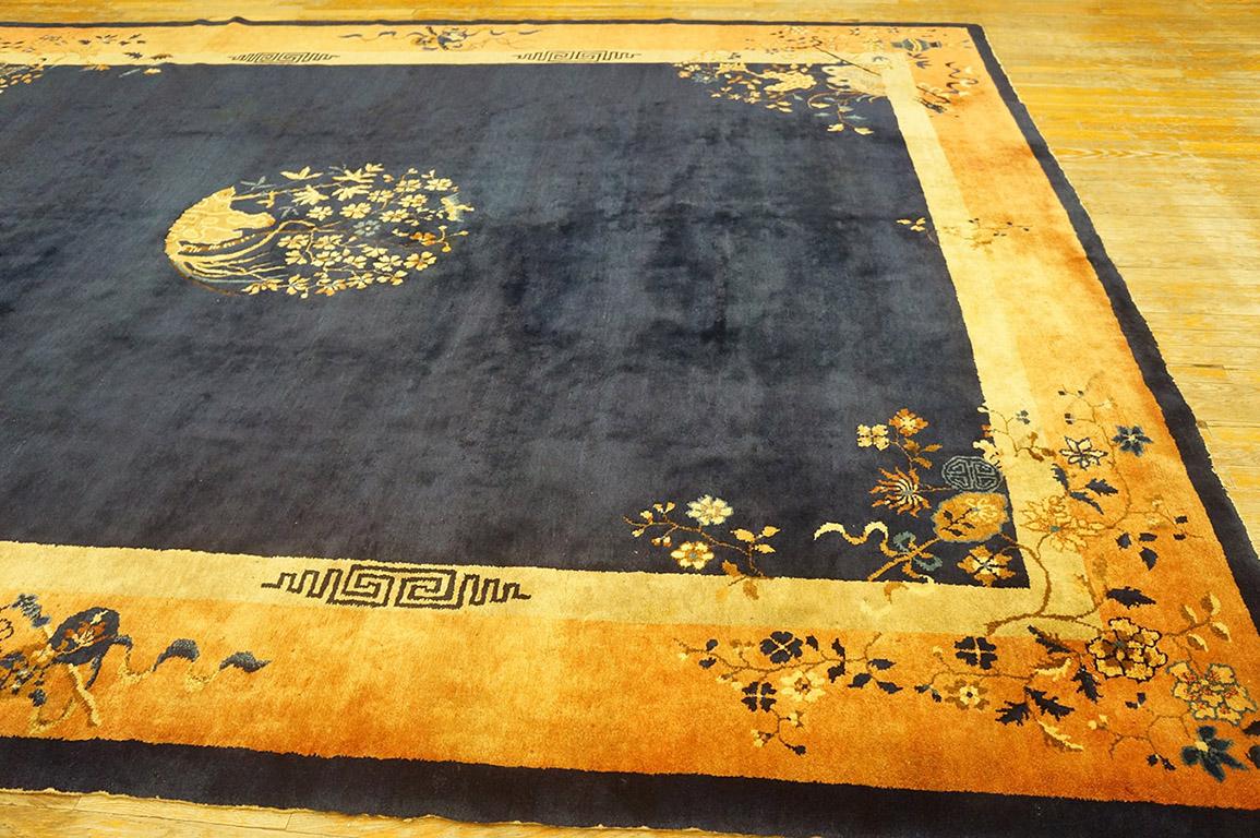 Antique Chinese Peking rug 9' 3'' x 11' 3''. In Good Condition For Sale In New York, NY