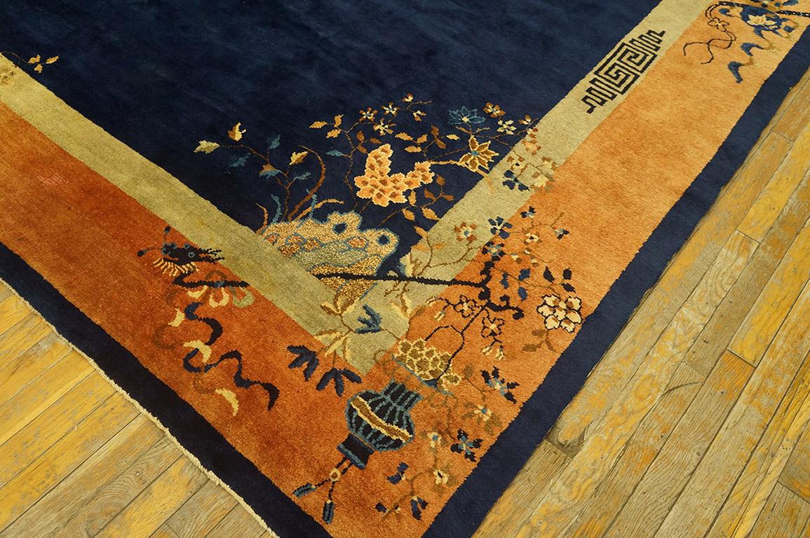 Wool Antique Chinese Peking rug 9' 3'' x 11' 3''. For Sale