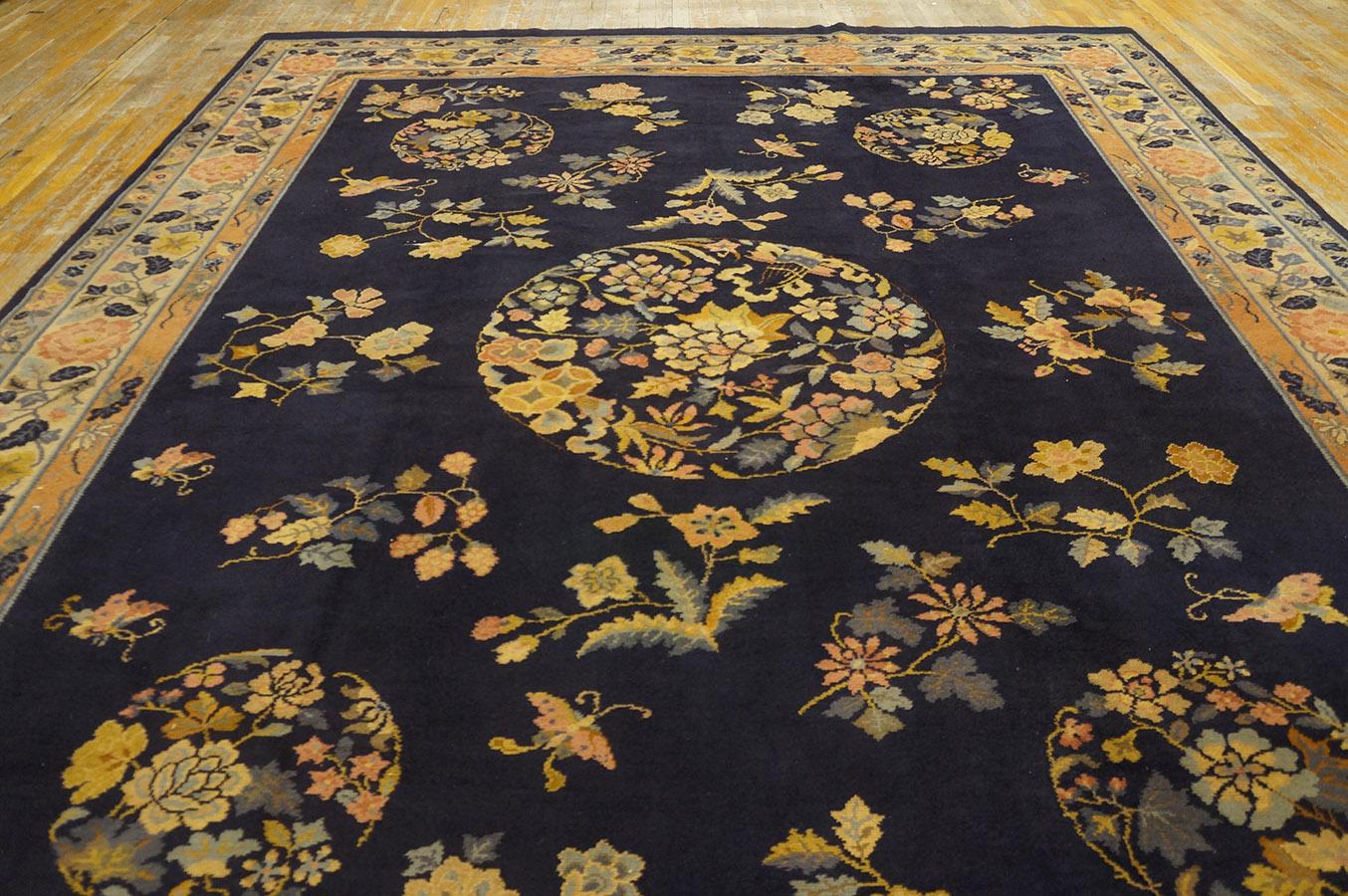 Tapis Art déco chinois ancien 9' 7'' x 13' 0'' en vente 4
