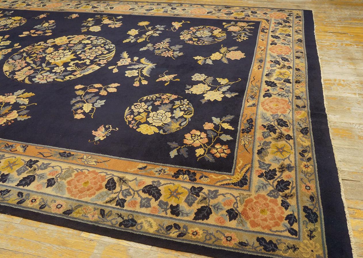 Noué à la main Tapis Art déco chinois ancien 9' 7'' x 13' 0'' en vente