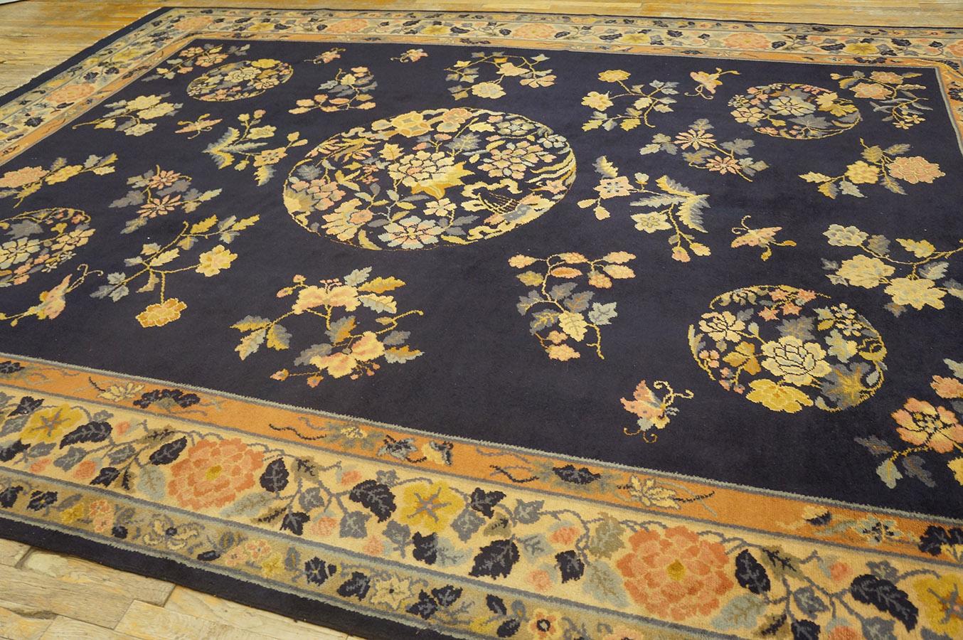 Début du 20ème siècle Tapis Art déco chinois ancien 9' 7'' x 13' 0'' en vente