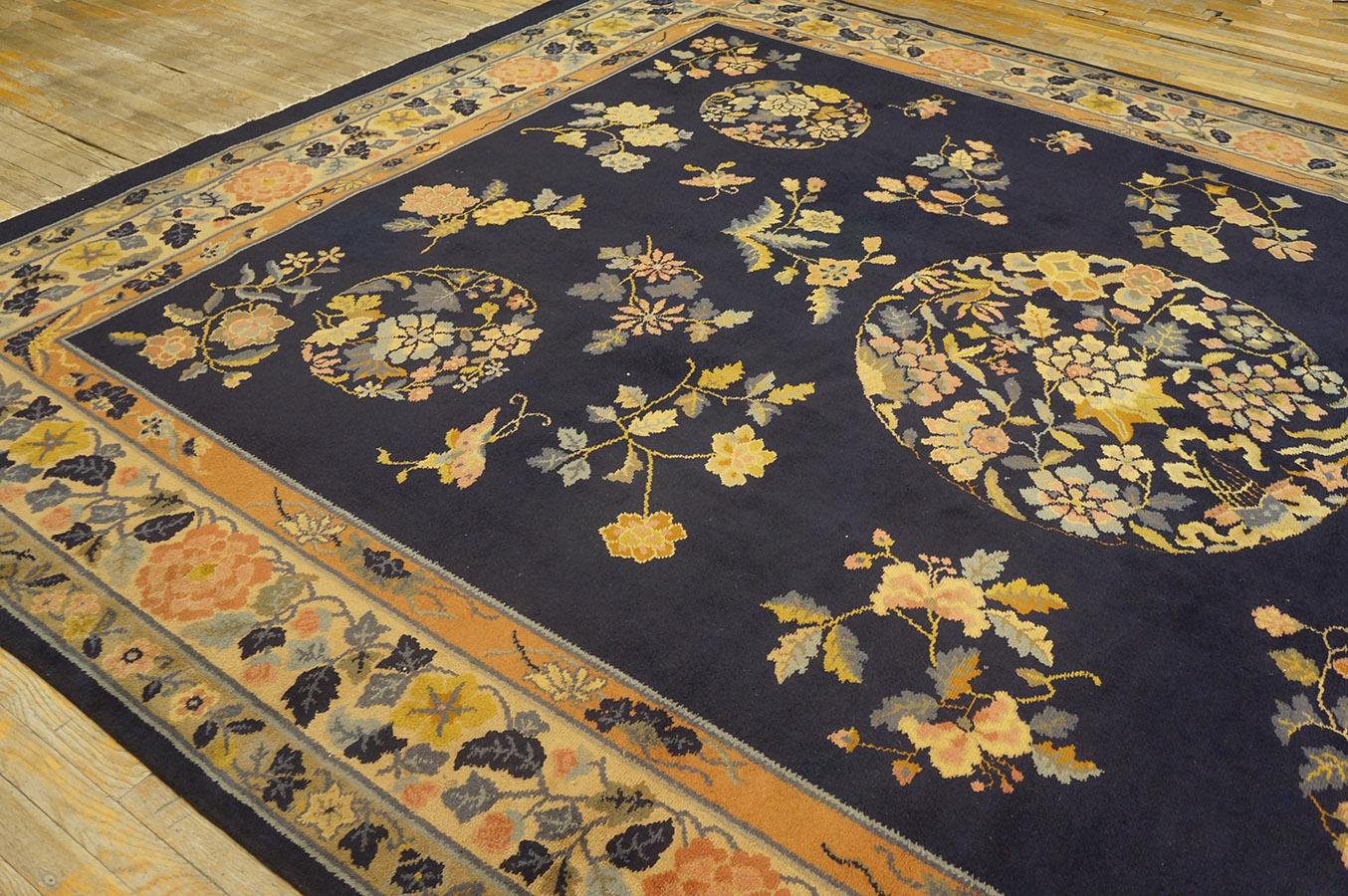 Laine Tapis Art déco chinois ancien 9' 7'' x 13' 0'' en vente