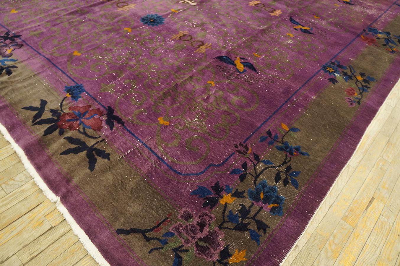 Wool 1920s Chinese Art Deco Carpet ( 9' 9'' x 13' 8'' - 295 x 415 cm )  For Sale