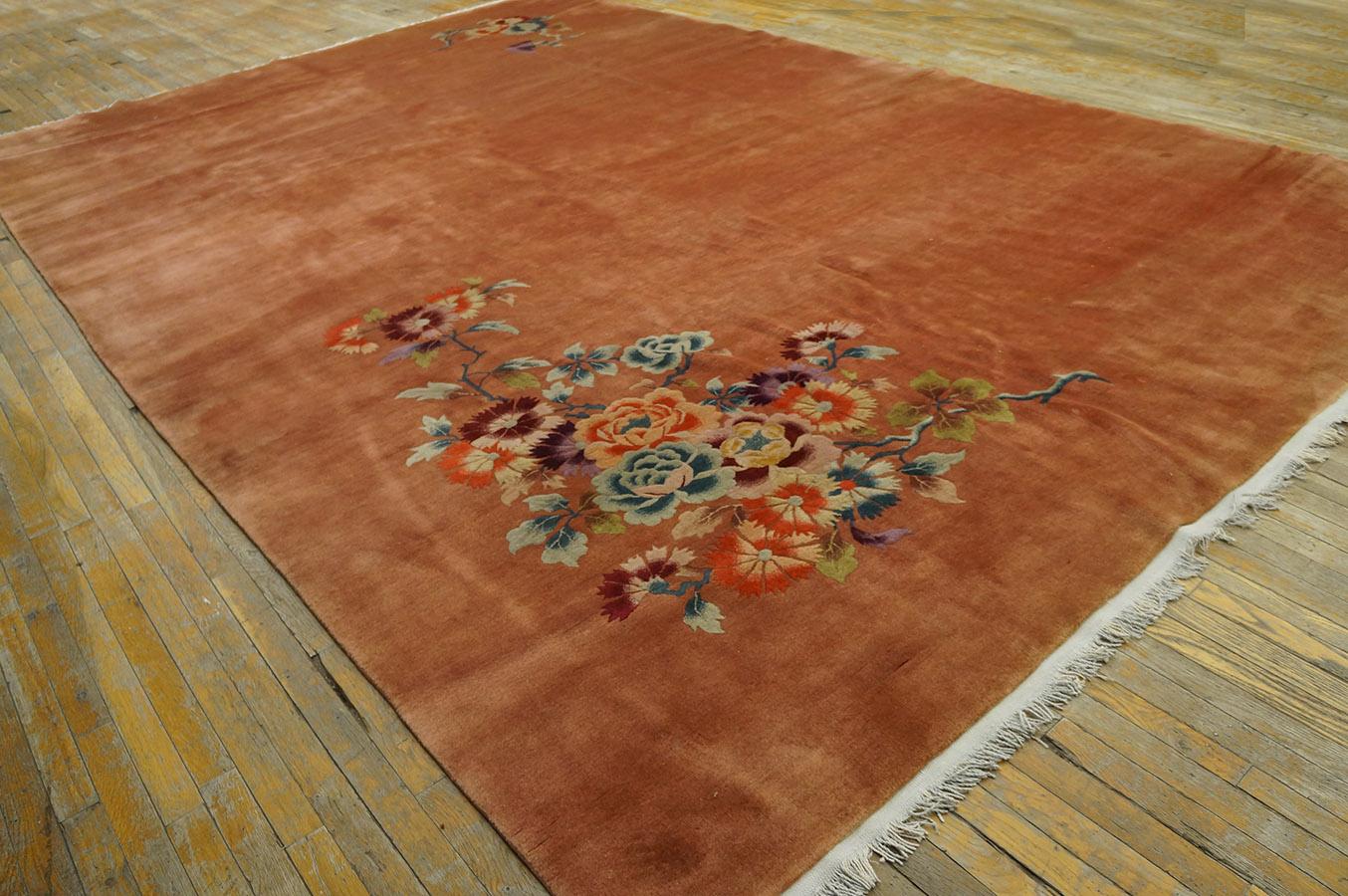 Hand-Knotted 1930s Chinese Art Deco Carpet ( 9'9