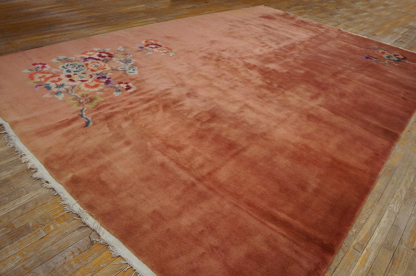 Wool 1930s Chinese Art Deco Carpet ( 9'9