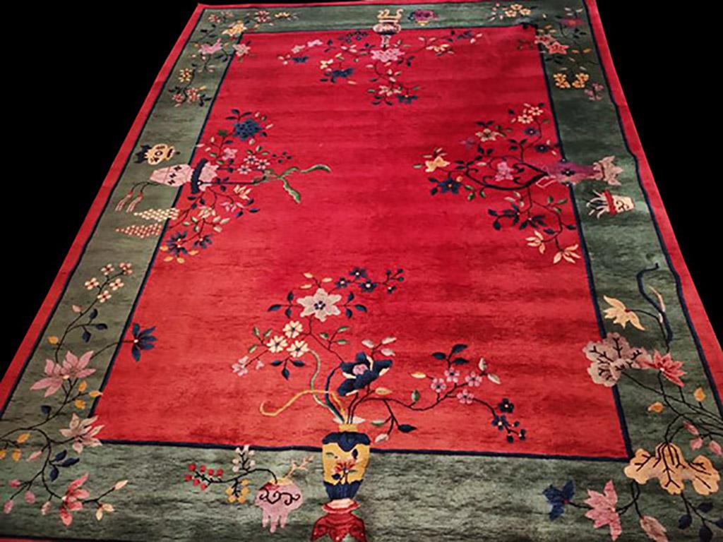 Antique Chinese, Art Deco rug, measures: 9'0