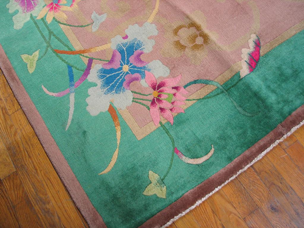 Hand-Knotted Antique Chinese Art Deco Rug 9' 0