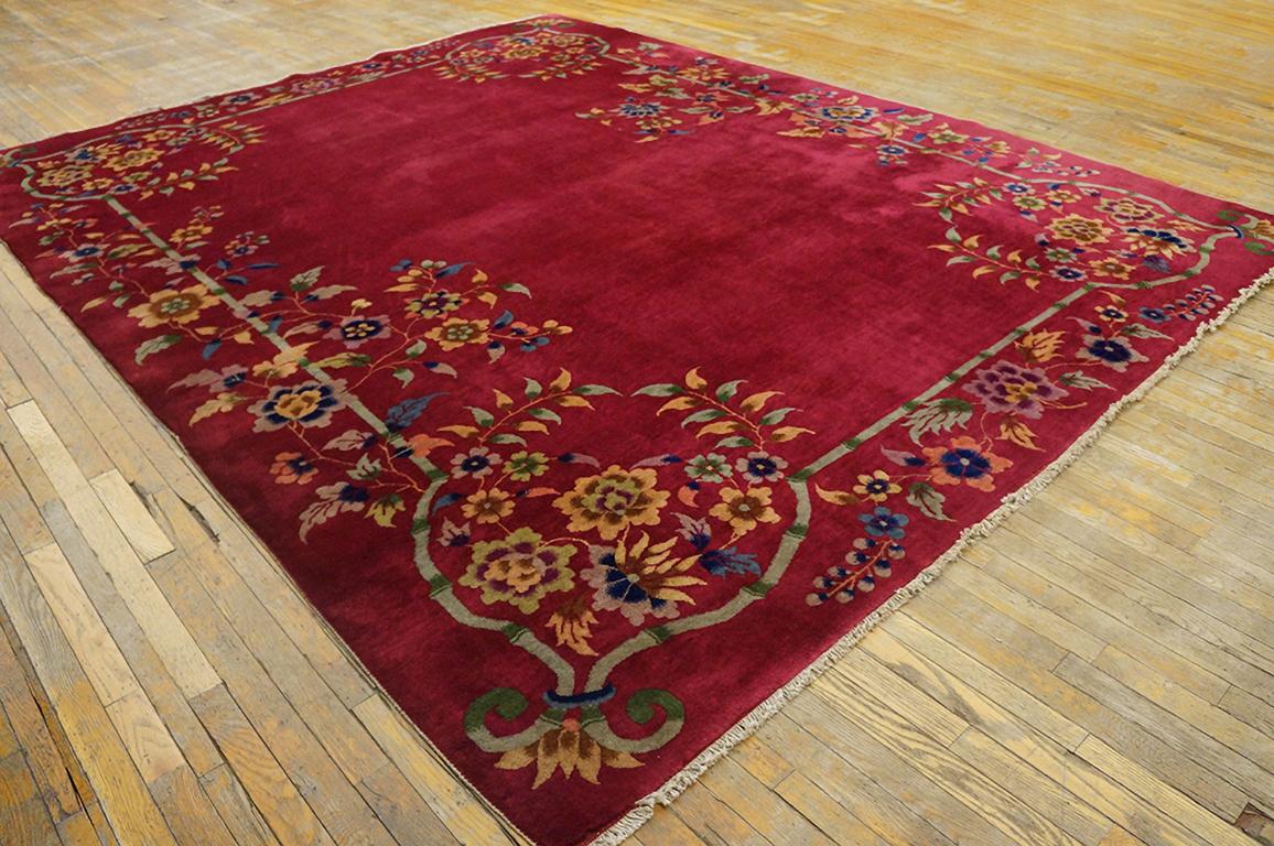 Hand-Knotted 1920s Chinese Art Deco Carpet (9' x 11' 4
