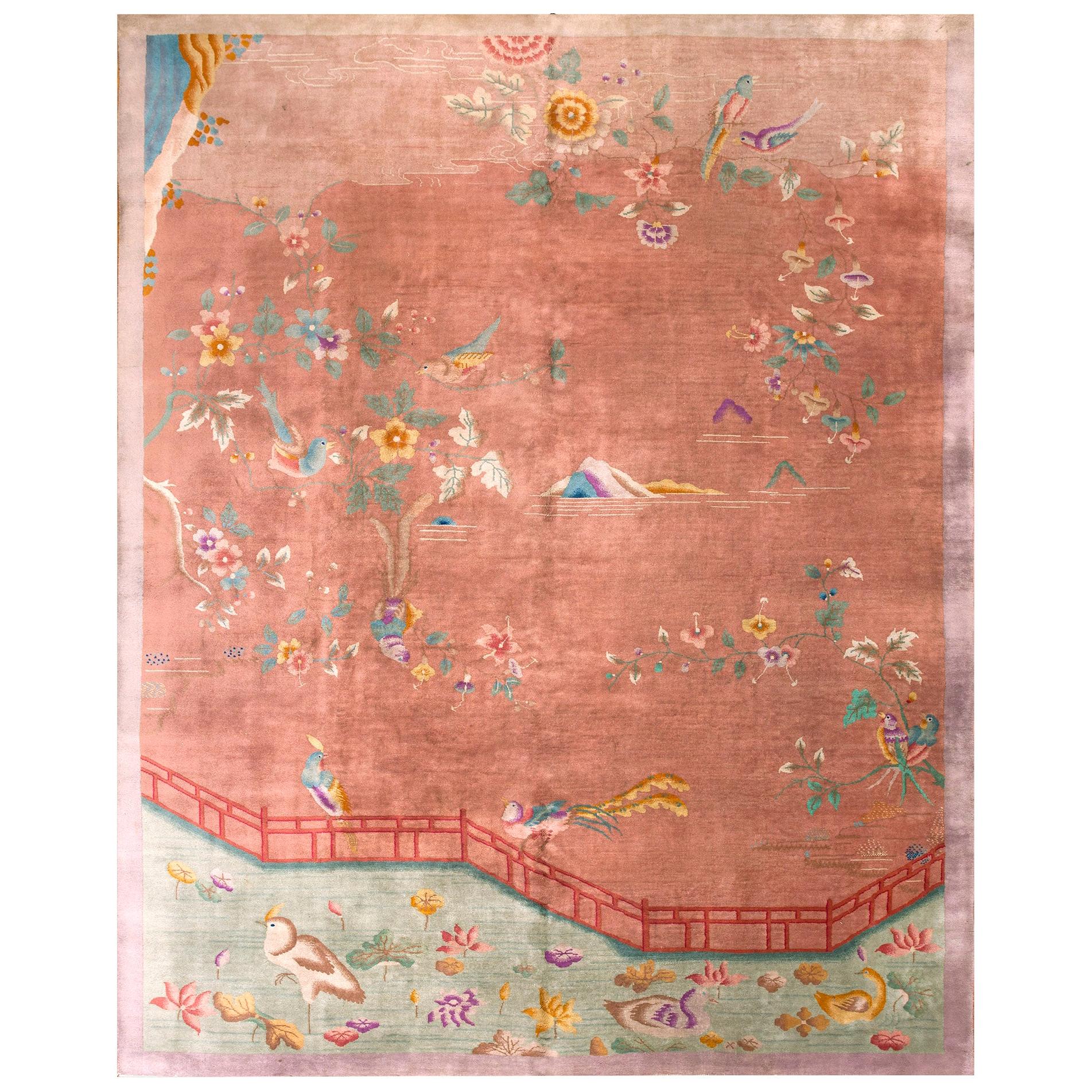 Antique Chinese Art Deco Rug 9' 0" x 11' 6"  For Sale