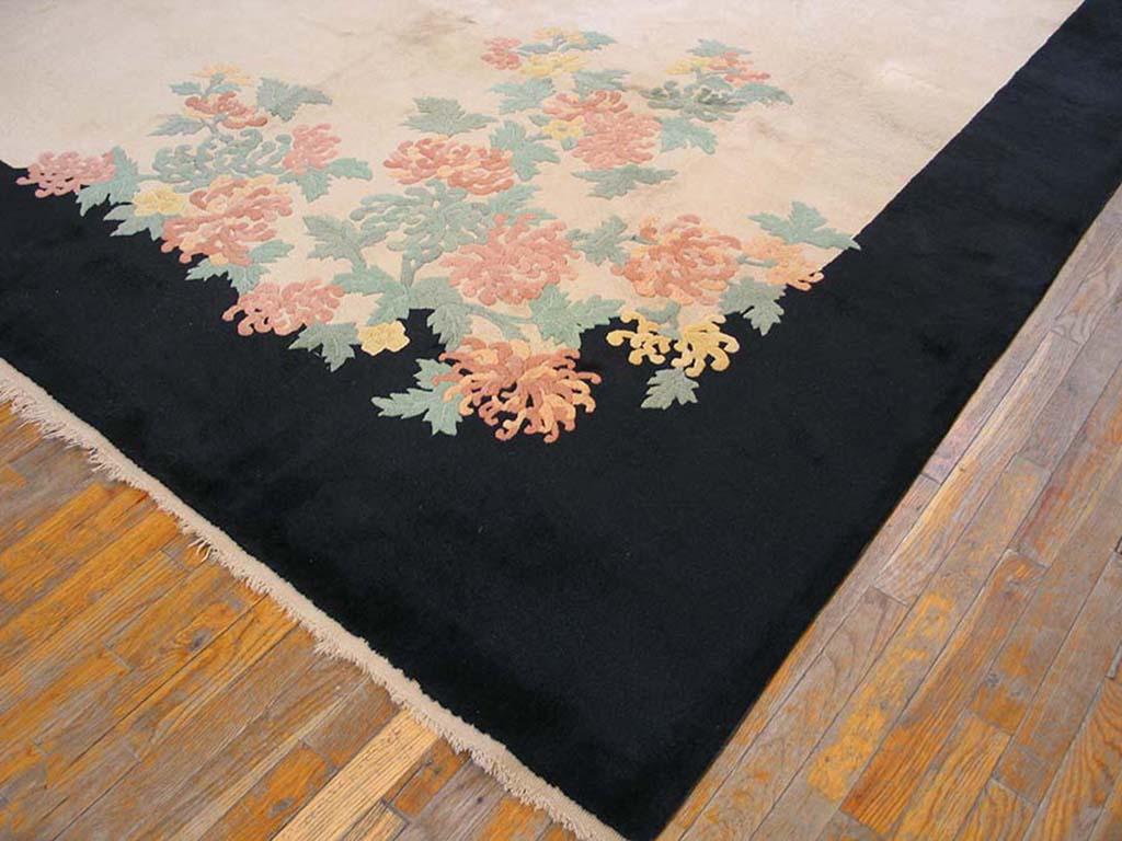 Hand-Knotted Antique Chinese Art Deco Rug 9' 0