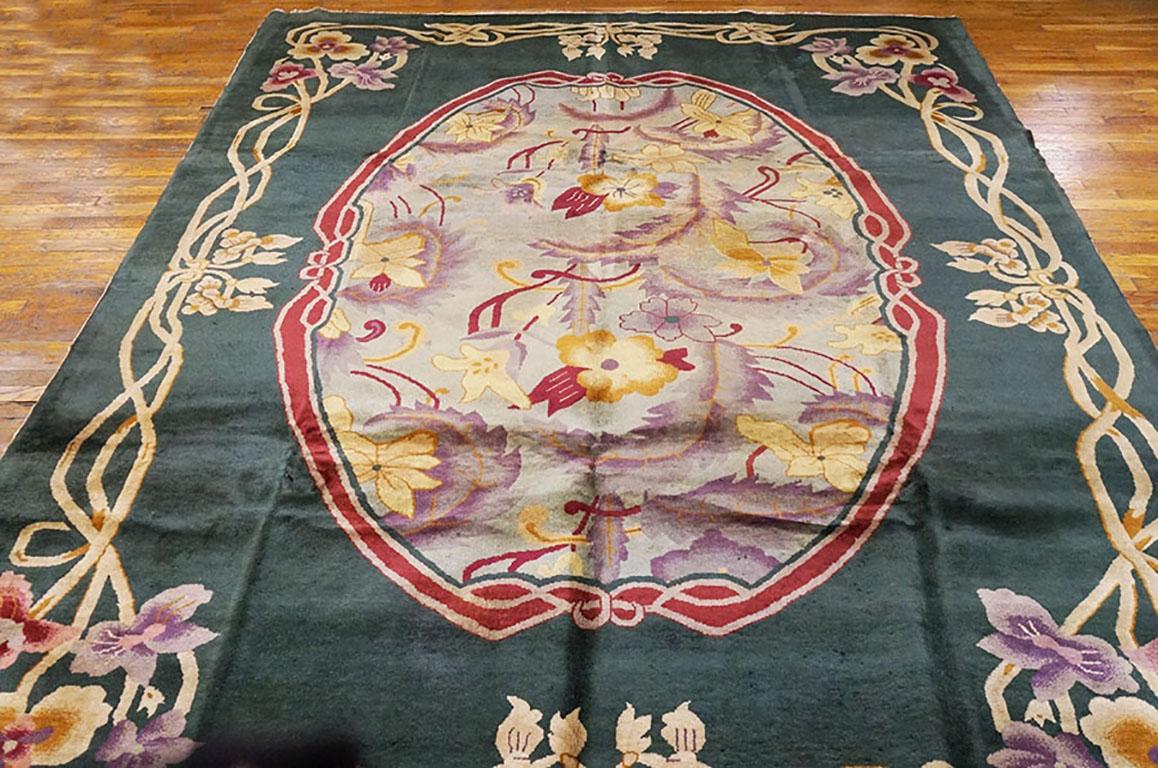 Hand-Knotted 1920s Chinese Art Deco Carpet ( 9' x 11'9