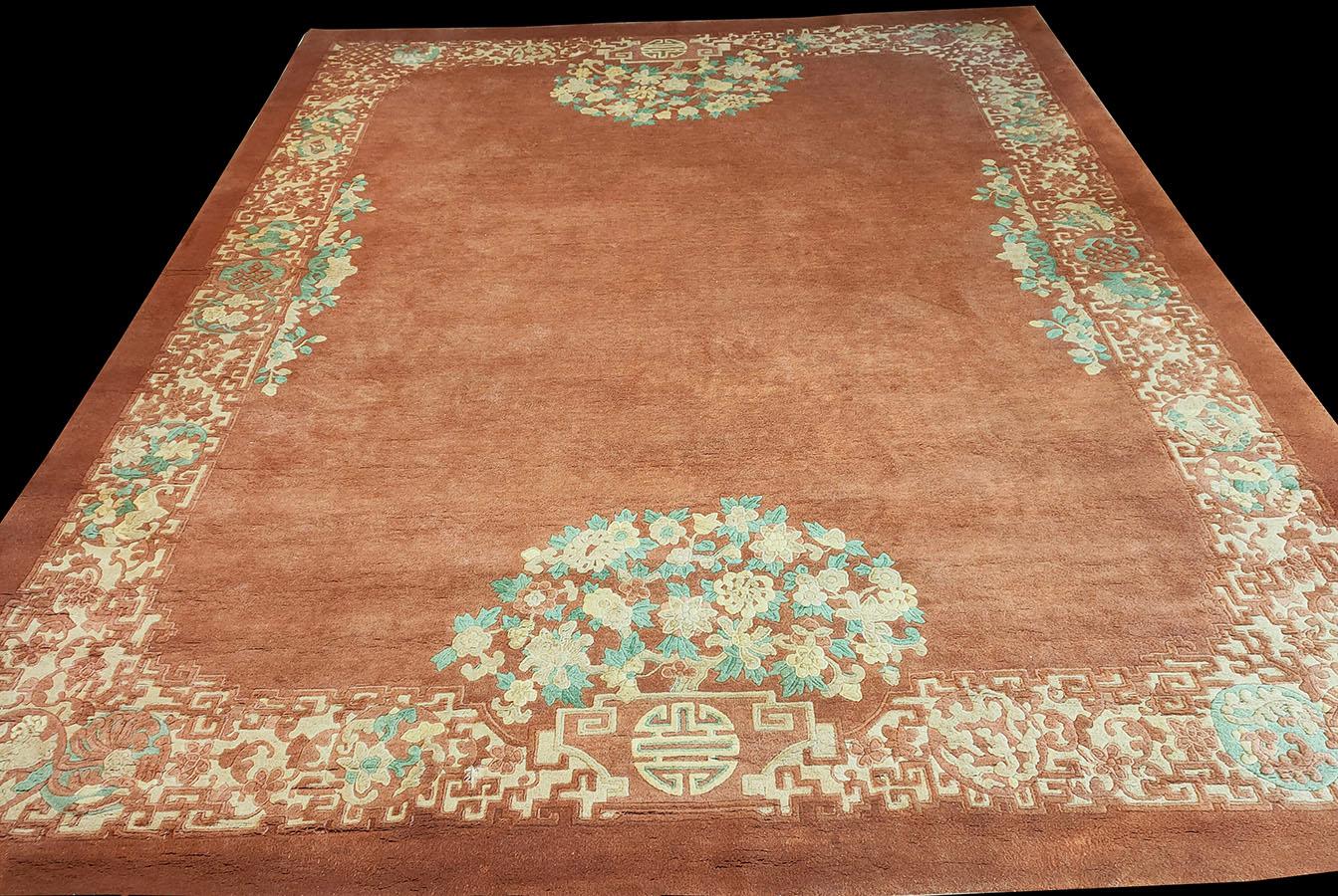 tapis Art Déco chinois des années 1930 ( 9' x 11' - 275 x 335 cm)