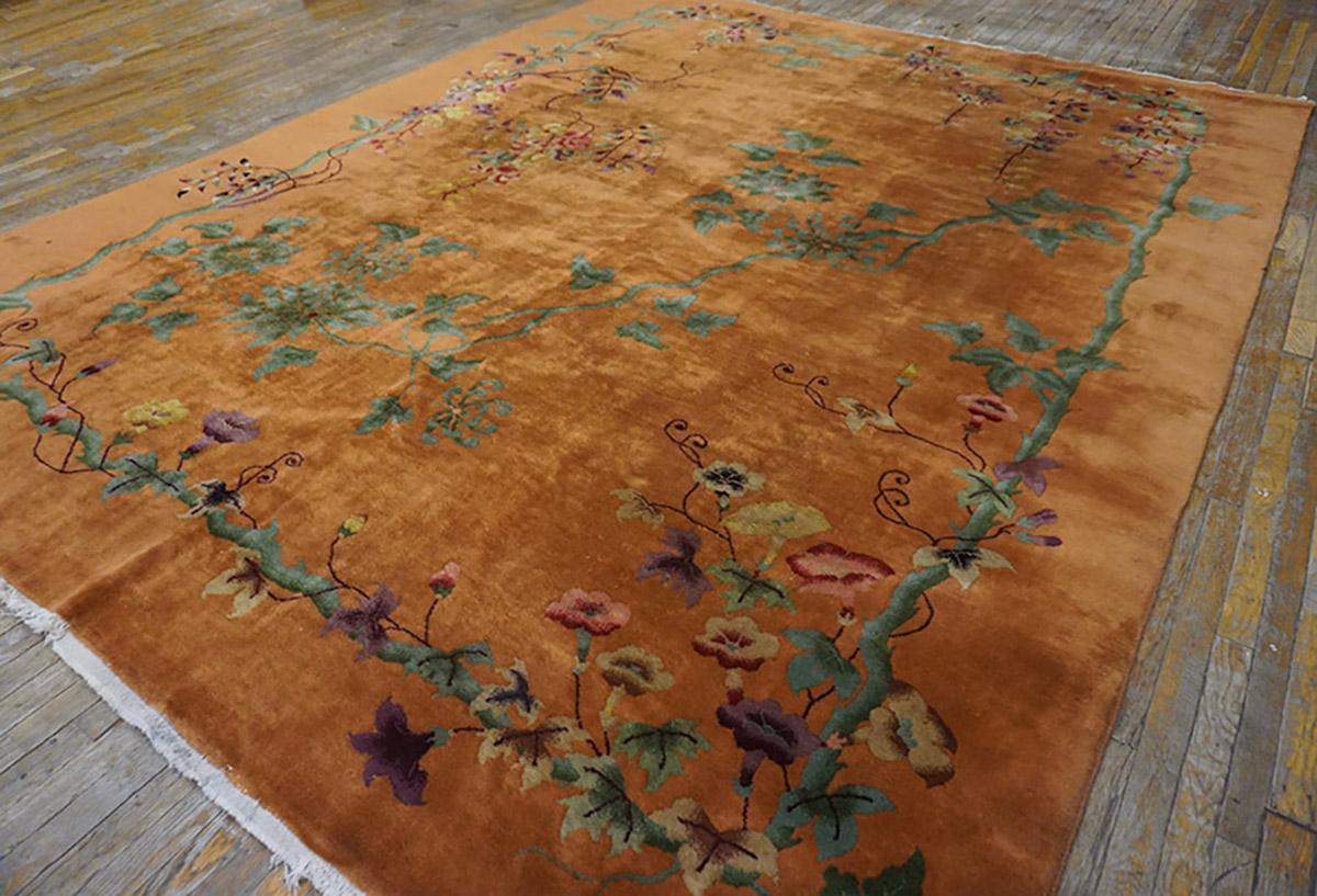 Hand-Knotted 1920s Chinese Art  Deco Carpet ( 9' x 11'3