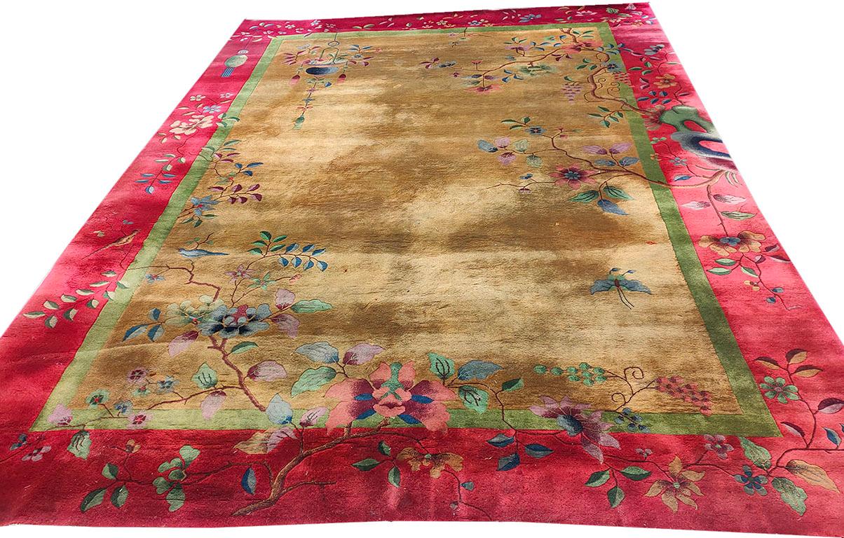 Early 20th Century 1920s Chinese Art Deco Carpet ( 9' x 11'8