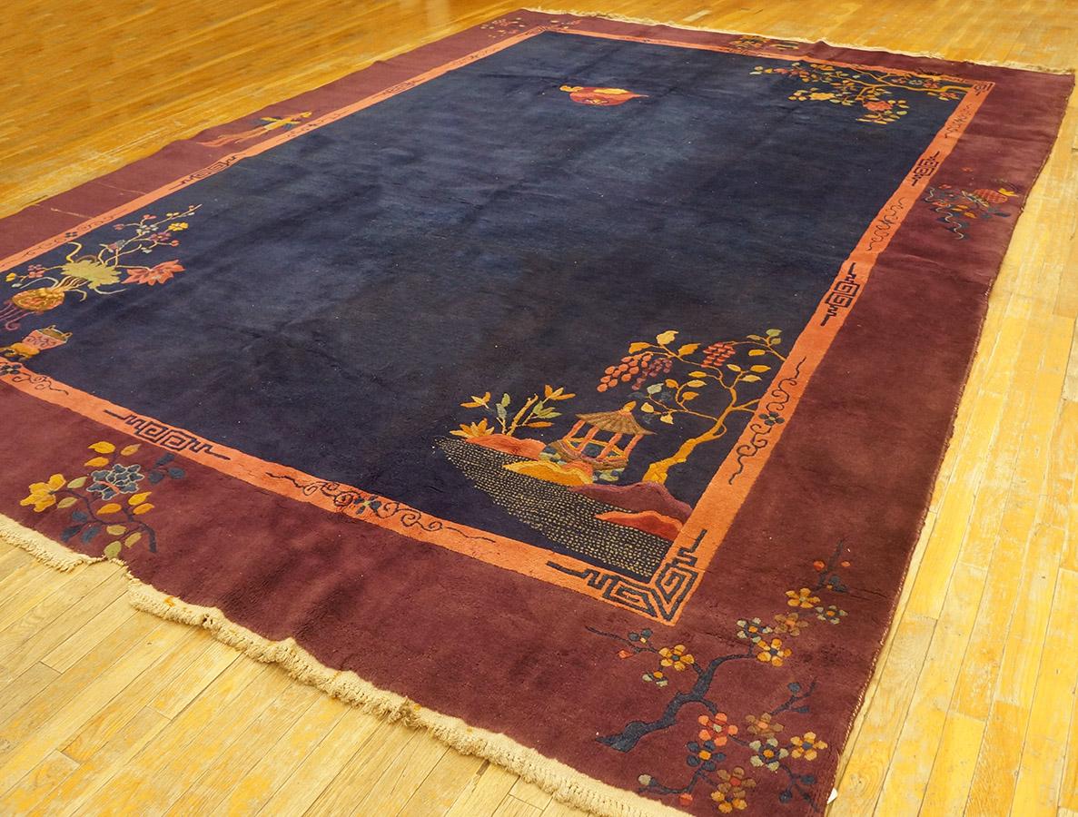 Hand-Knotted 1920s Chinese Art Deco Carpet ( 9'10