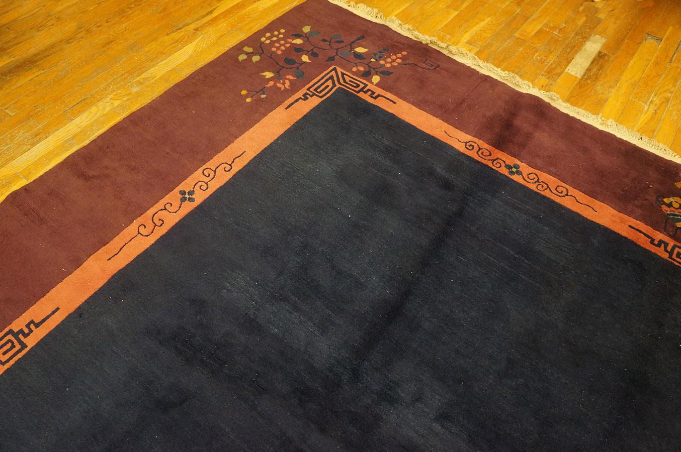 Wool 1920s Chinese Art Deco Carpet ( 9'10