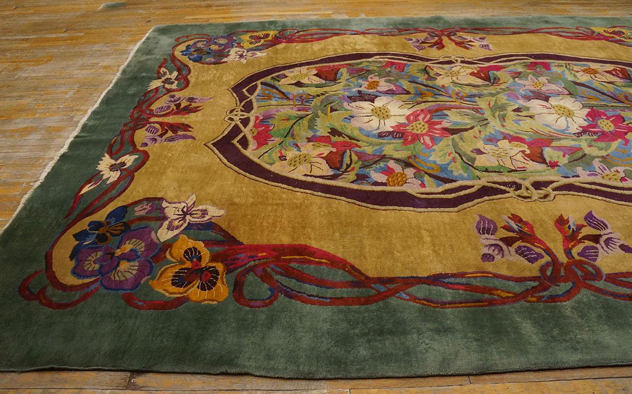 Hand-Knotted 1920s Chinese Art Deco Carpet ( 9' 10