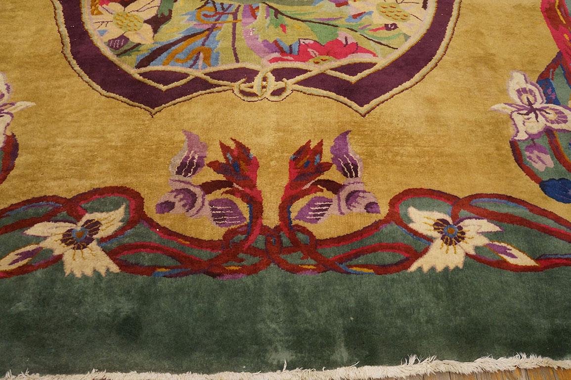 Wool 1920s Chinese Art Deco Carpet ( 9' 10