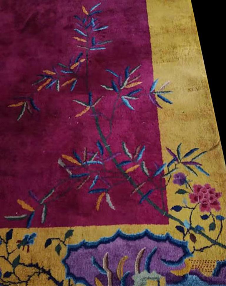 Wool 1920s Chinese Art Deco Carpet ( 9'2