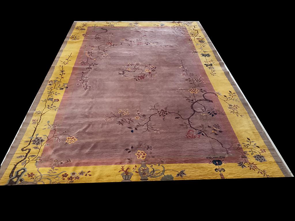 Hand-Knotted 1920s Chinese Art Deco Carpet ( 9' 2