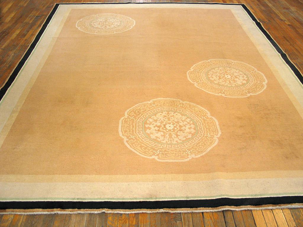 Hand-Knotted 1920s Chinese Art Deco Carpet ( 9' 4