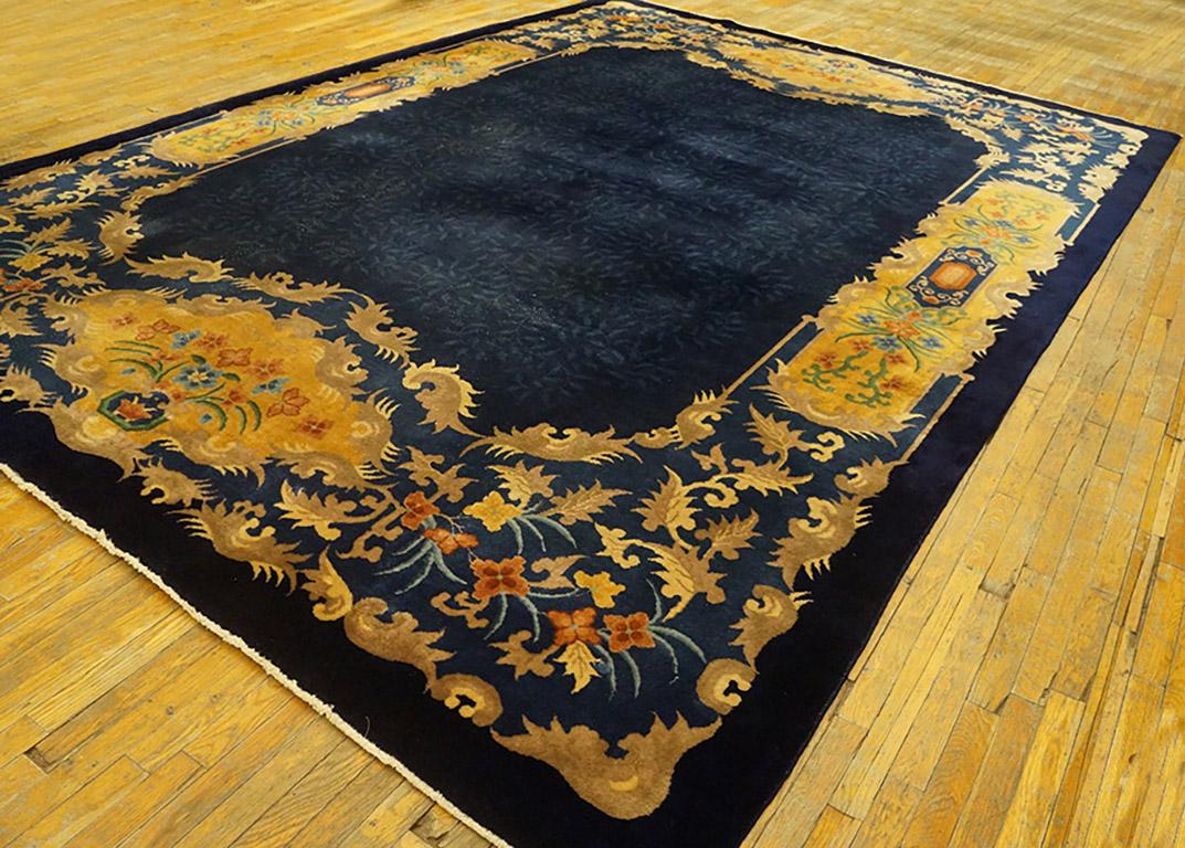 Antique Chinese Art Deco Rug In Distressed Condition In New York, NY