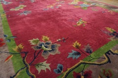 Beautiful Red Color Antique Chinese Art Deco Wool Rug Carpet by Nichols Workshop